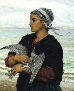 Jules Breton The Wounded Sea Gull oil on canvas